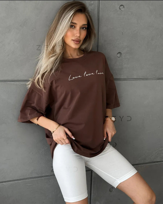 Commuter Sweet Letter Printed Cotton Short-sleeved T-shirt