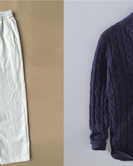Sweater Loose Zip Pullover Knitting Sweater Coat Men