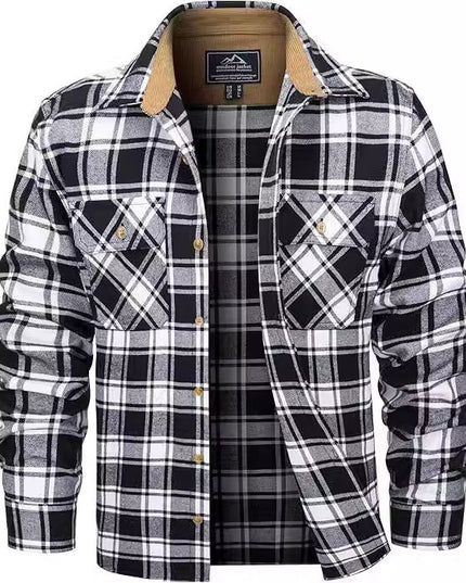 European And American Fall Winter Men's Flannel Casual Button Shirt