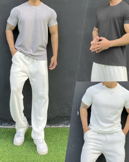 Summer Men's Snake Pattern Short Sleeve Solid Color Casual T-shirt