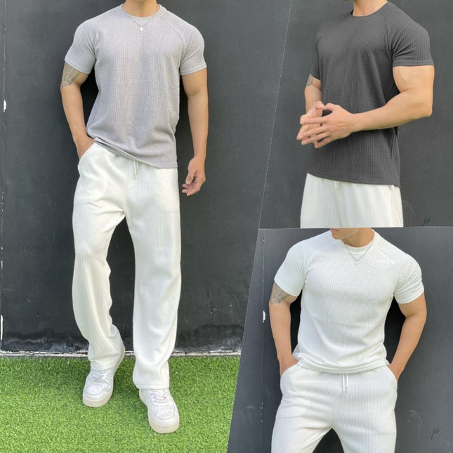 Summer Men's Snake Pattern Short Sleeve Solid Color Casual T-shirt