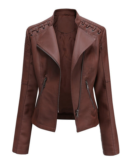 Slim Fit Thin Leather Coat Women's Motorcycle Clothing