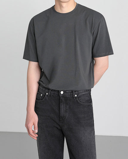 Men's Summer Loose Solid Color Round Neck Short Sleeve T-Shirt