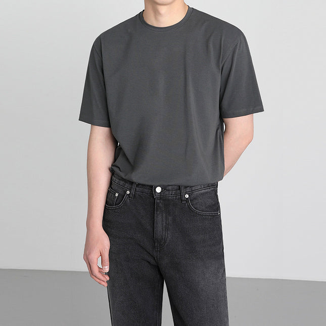 Men's Summer Loose Solid Color Round Neck Short Sleeve T-Shirt