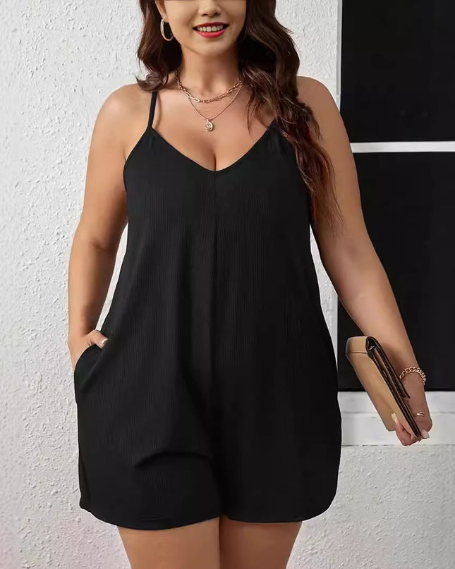 V-neck Sexy Plus Size Women's Suspender Jumpsuit