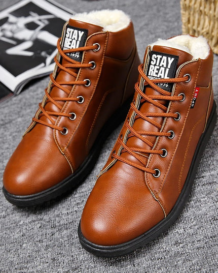 Men's cotton boots plus velvet warm mid-cut shoes men's Martin boots