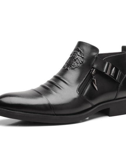 Horseshoe Heel Embossed Double-sided Pull Men's Boots