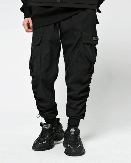 Men's ins street fashion brand multi-pocket overalls trendy elastic waist pants