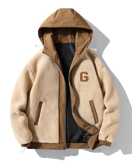Men's Lamb Wool Student Versatile Couple Even Thickened Padded Polar Fleece Cotton-padded Coat