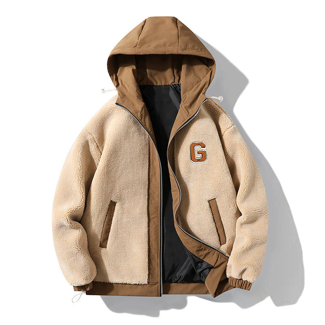 Men's Lamb Wool Student Versatile Couple Even Thickened Padded Polar Fleece Cotton-padded Coat