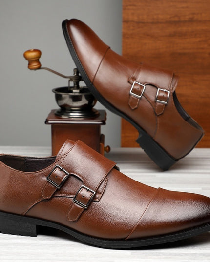 Men's Business Formal Pointed Buckle Leather Shoes