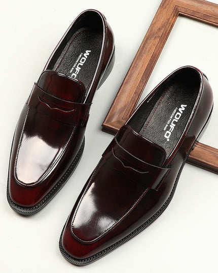 Men's Square-toe Patent Leather Business Formal Shoes