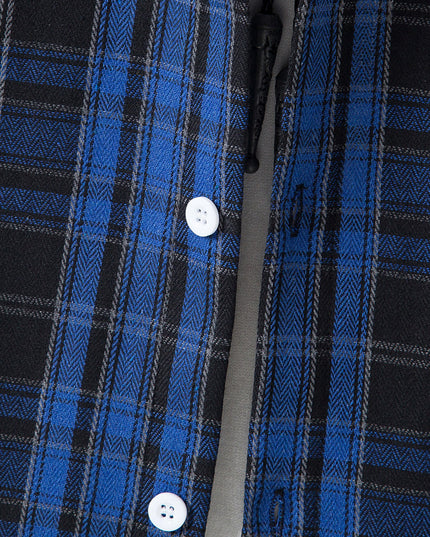 Men's Running Size Plaid Shirt Trend Hip Hop Hooded Cardigan