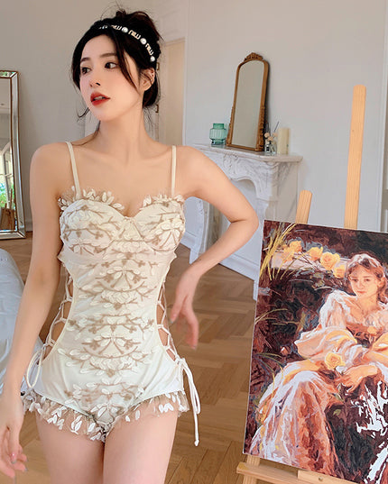 Korean Style One-piece Waist Hollow Thin Sexy Tether Vacation Swimwear