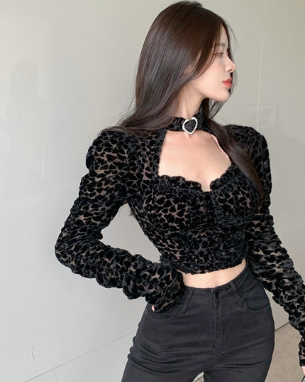 Autumn And Winter Style Square Neck Bubble Long Sleeve
