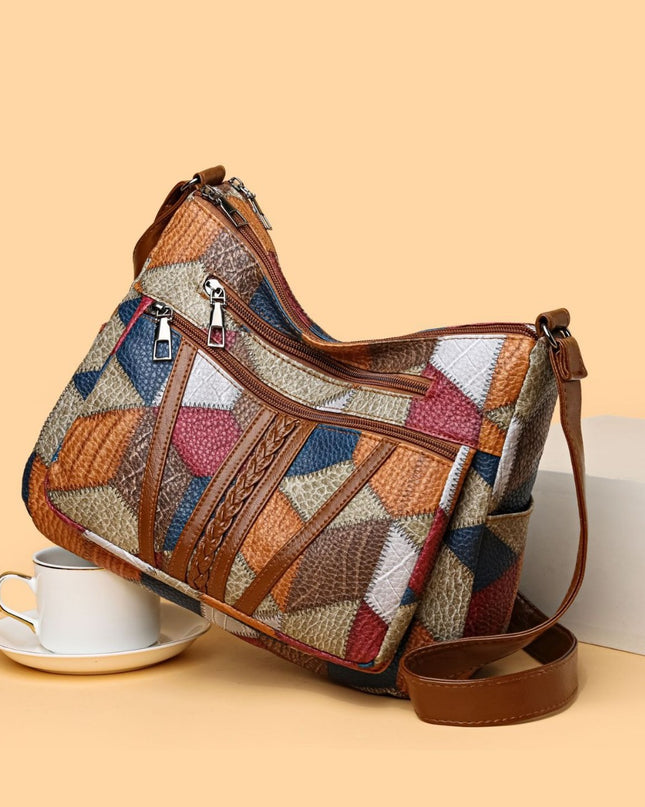 Large Capacity Splicing Work Commuting Multi-pocket Crossbody Cross-body Bag