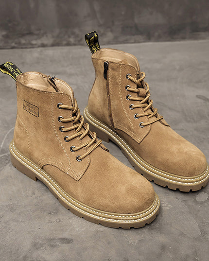 Hidden Heel Platform Retro Men's Leather Boots