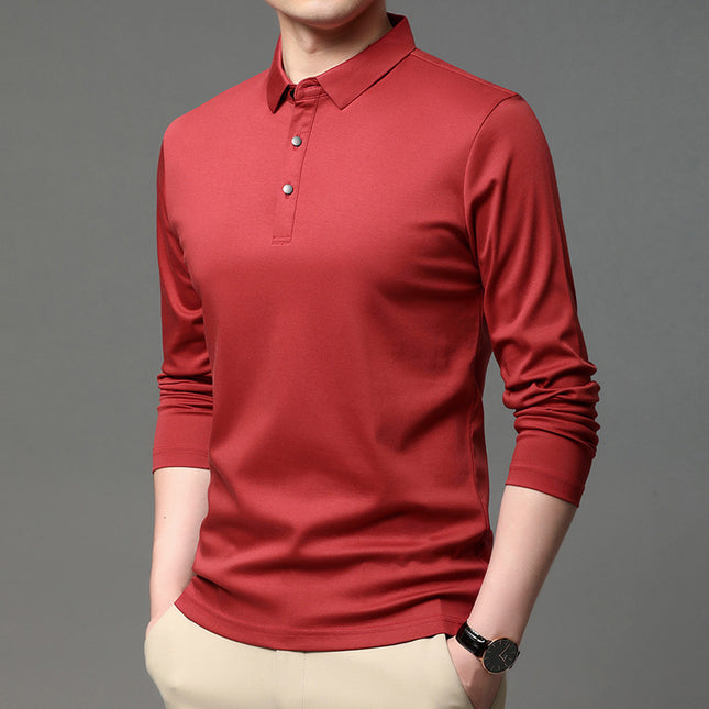 New Men's Long-sleeved Lapel T-shirt