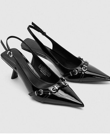 Simple Metal Buckle Pointed Shallow Mouth Stiletto Heel Women's High Heel Pumps