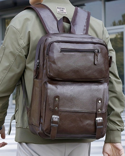 High-end Leather Texture Business Large Capacity Backpack