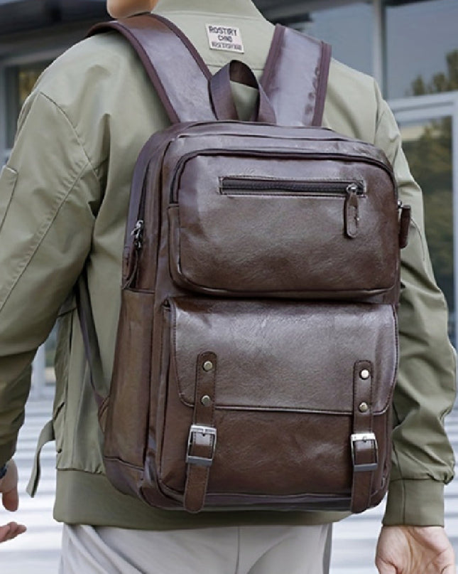 High-end Leather Texture Business Large Capacity Backpack