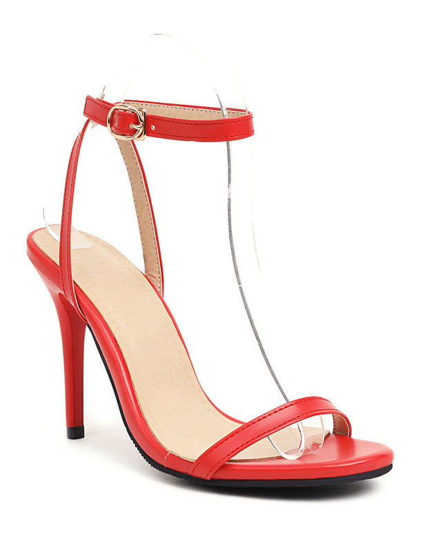 Sexy Stiletto Heel Super High Buckle Hollow-out Solid Color Sandals