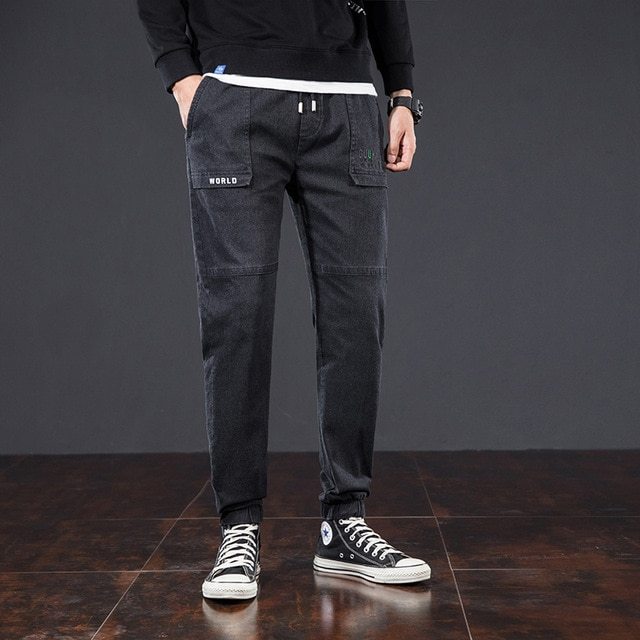 Stretch elastic waist loose-fitting overalls
