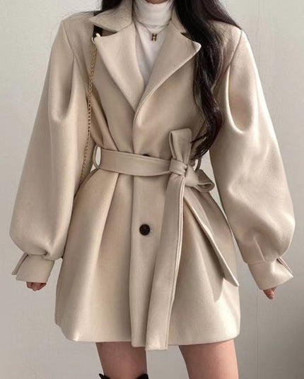 Hepburn Style Woolen Coat For Women