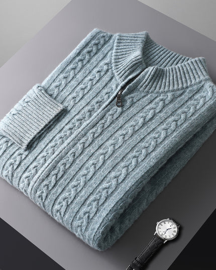 Woolen Sweater Men's Half-high Collar Zipper Top