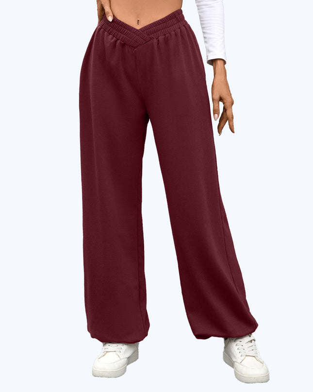 High Waist Pure Color Pocket Ankle-tied Trousers Casual Pants For Women