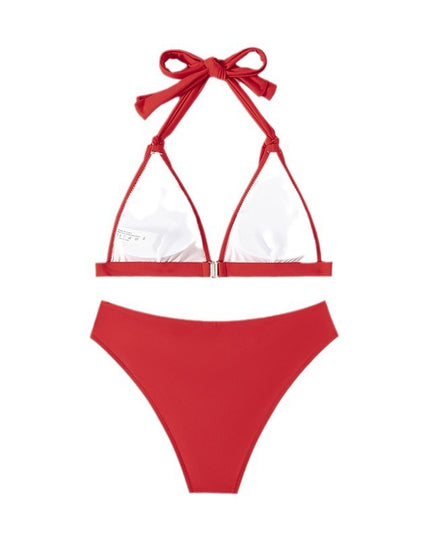 Women's Lace-up Halterneck Split Beach Bikini