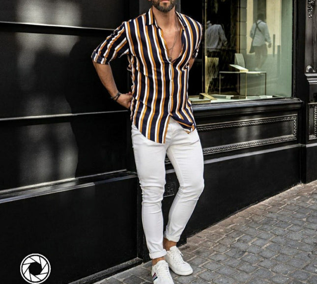 Men's Long Sleeve Striped Shirt