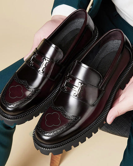 Slit Beads Matte Craft Leather Shoes Men