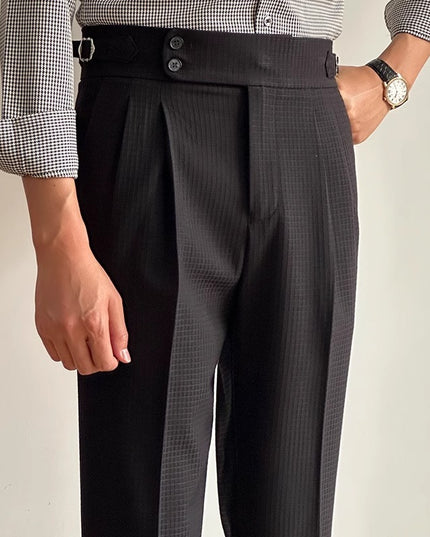 Waffle Straight Naples High Waist Suit Pants