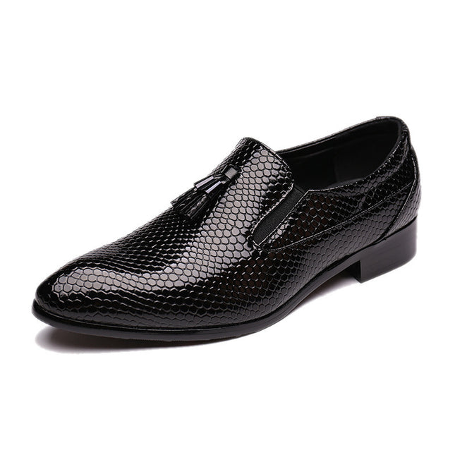 Men's Leather Shoes With Large Fringe And Pointed Toes