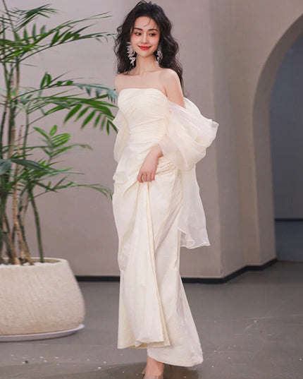 Tube Top Light Wedding Dress Bride Simple Long