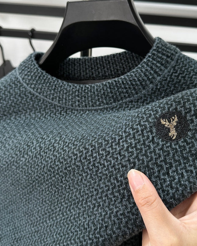 Winter Men's Thermal Round-neck Velvet Padded Sweater