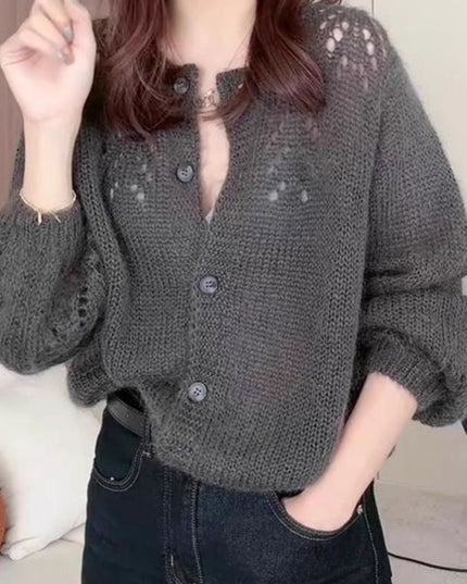 Long Sleeve Soft Glutinous Women's Clothing Gentle Dignified Hollow Sweater