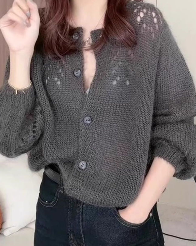 Long Sleeve Soft Glutinous Women's Clothing Gentle Dignified Hollow Sweater