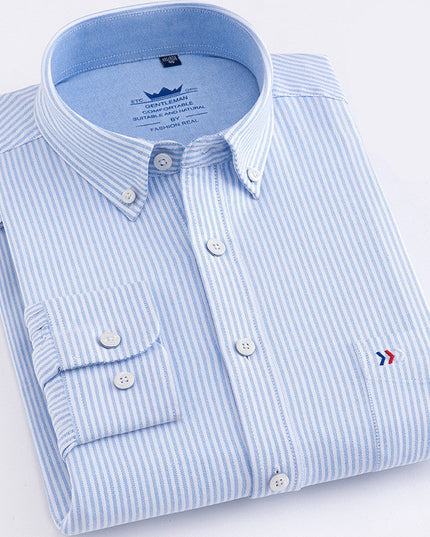Cotton Oxford Plaid Men's Long Sleeve Shirt