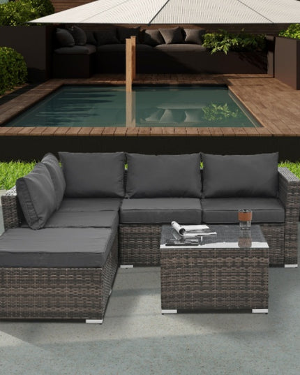 Patio Furniture, Outdoor Furniture, Seasonal PE Wicker Furniture, 4 Set Wicker Furniture With Tempered Glass Coffee Table