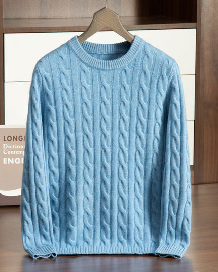Pure Cashmere Shirt Men's Round Neck Three-strand Thickening