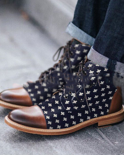 Men's Martin Boots Embroidered Large Size