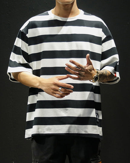 Men's striped short-sleeved T-shirt