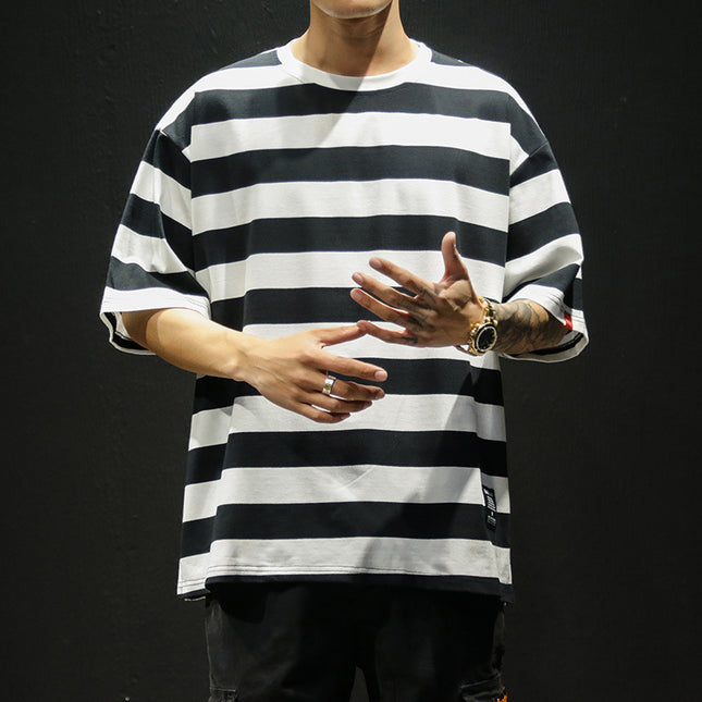 Men's striped short-sleeved T-shirt
