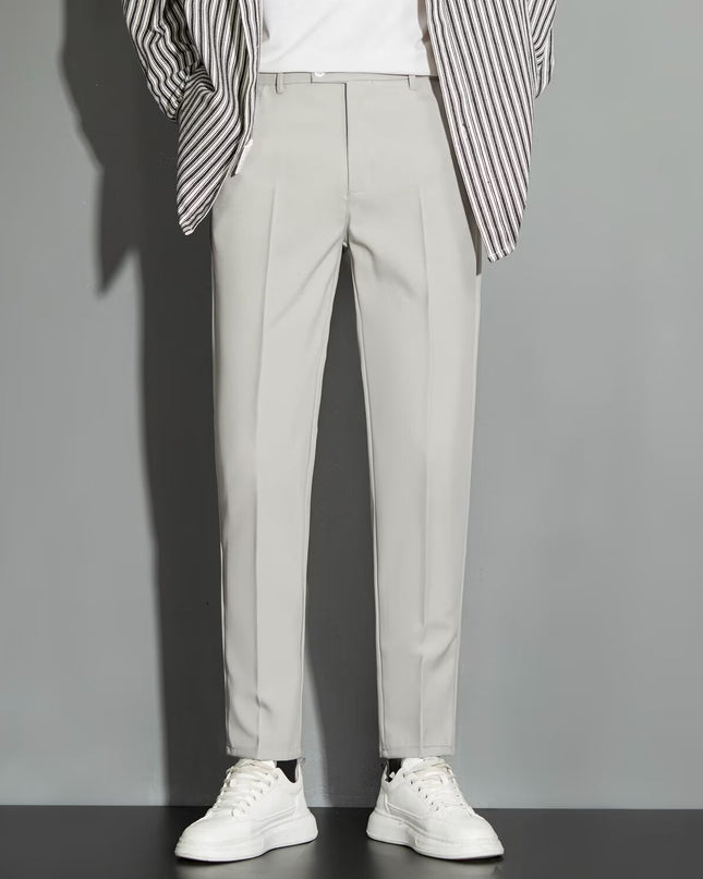 Spring Draping Effect Straight All-matching Ankle-length Suit Pants