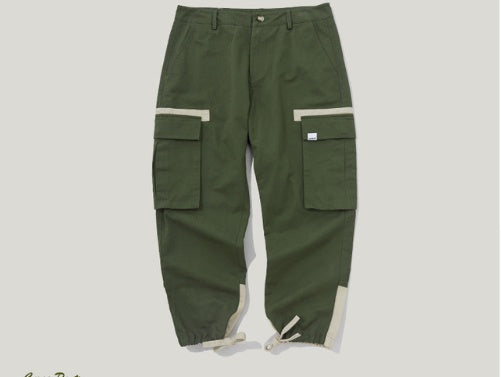 Drawstring beamed overalls