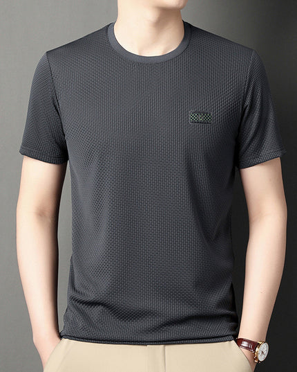 Ice Silk Men's Jacquard Half Sleeve Bottoming Shirt