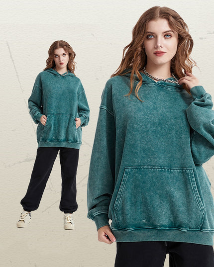 Distressed Hooded Sweater Loose Wash Men