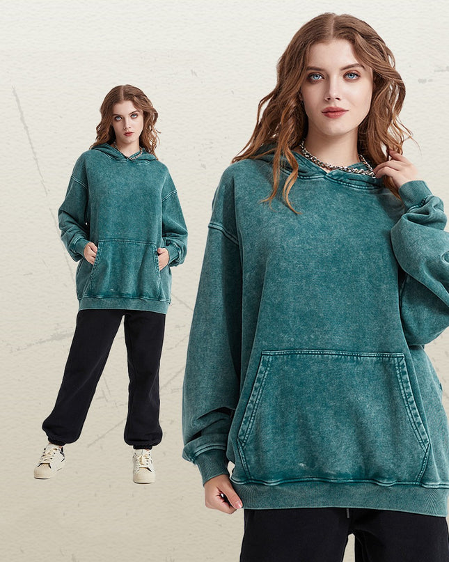 Distressed Hooded Sweater Loose Wash Men